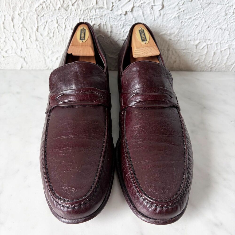 Vintage Wright Arch Preserver Penny Loafers 11.5 AAA Burgundy Italy w/Shoe Trees